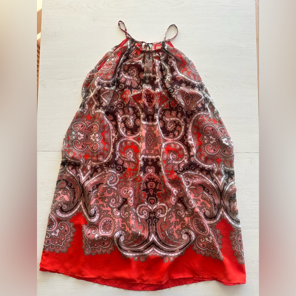 Michael Kors Brown and Orange Paisley Sleeveless Dress - size M - Picture 3 of 9